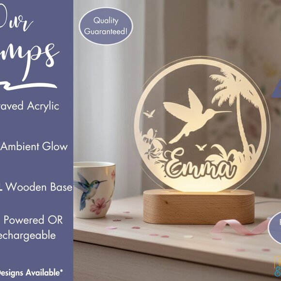 Hummingbird Custom Name Light | Personalized LED Cloud Decor | Baby Shower Gift - Picture 3 of 8